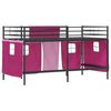 vidaXL Cadre de Lit Mezzanine pour Enfants avec Rideaux Noir et rose