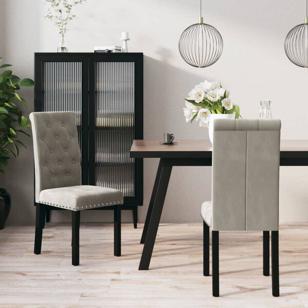vidaXL Chaises &agrave; manger lot de 2 gris clair velours