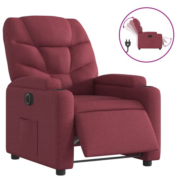 vidaXL Fauteuil inclinable électrique Rouge bordeaux Tissu