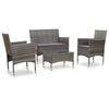 vidaXL Salon de jardin 4 pcs avec coussins résine tressée gris