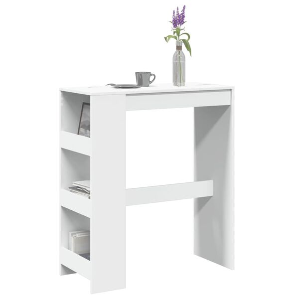 vidaXL Table de bar et &eacute;tag&egrave;res blanc 90x40x103,5 cm bois d'ing&eacute;nierie
