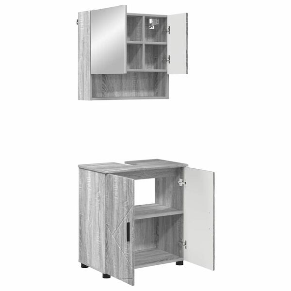 vidaXL Ensemble de mobilier de salle de bain 2 pcs Gris Sonoma