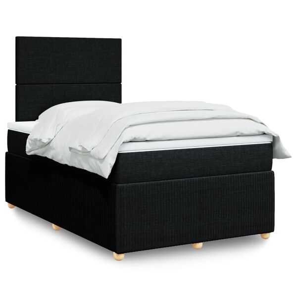 vidaXL Sommier &agrave; lattes de lit avec matelas Noir 120x200 cm Tissu
