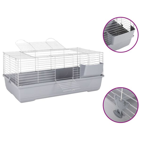 vidaXL Cage pour petits animaux gris 100x53x46 cm PP et métal