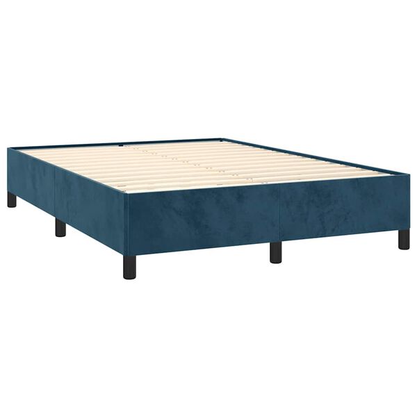 vidaXL Cadre de lit sans matelas bleu fonc&eacute; 140x190 cm velours