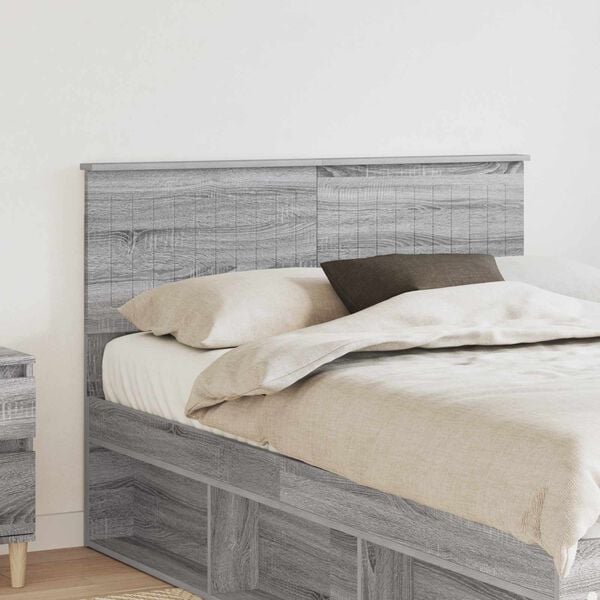 vidaXL T&ecirc;te de lit Gris Sonoma 120 cm Bois d'ing&eacute;nierie