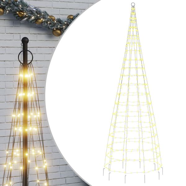 vidaXL Sapin de No&euml;l &agrave; LED sur m&acirc;t de drapeau 550 LED blanc 300 cm