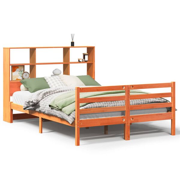 vidaXL Lit bibliothèque sans matelas cire marron 150x200cm bois massif