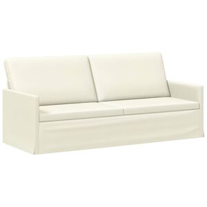 vidaXL Canap&eacute; 3 places Cr&egrave;me 190 x 81 x 82 cm Tissu en velours c&ocirc;tel&eacute;