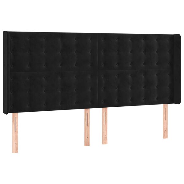 vidaXL T&ecirc;te de lit &agrave; LED Noir 163x16x118/128 cm Velours