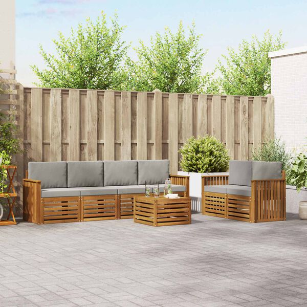 vidaXL Ensembles de canap&eacute;s avec coussin 7 pcs Gris Naturel et Clair