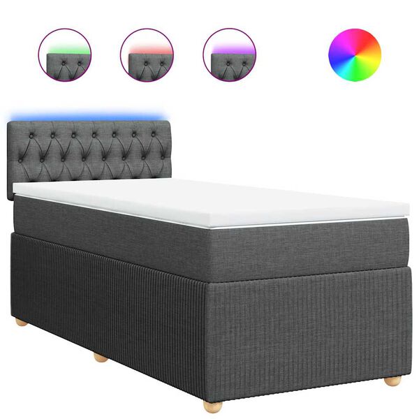 vidaXL Sommier &agrave; lattes de lit avec matelas Gris fonc&eacute; 80x200 cm Tissu