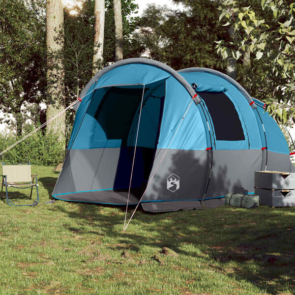 vidaXL Tente de camping tunnel 4 personnes bleu imperméable