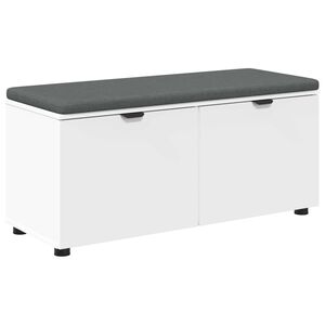 vidaXL Banc d'entr&eacute;e Blanc 100 x 38 x 46 cm Bois Ing&eacute;nierie et Tissu