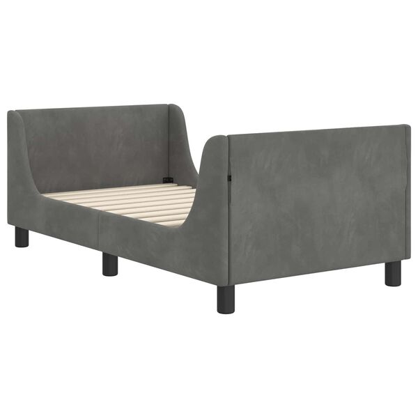 vidaXL Cadre de lit pour enfants avec tête de lit Gris foncé