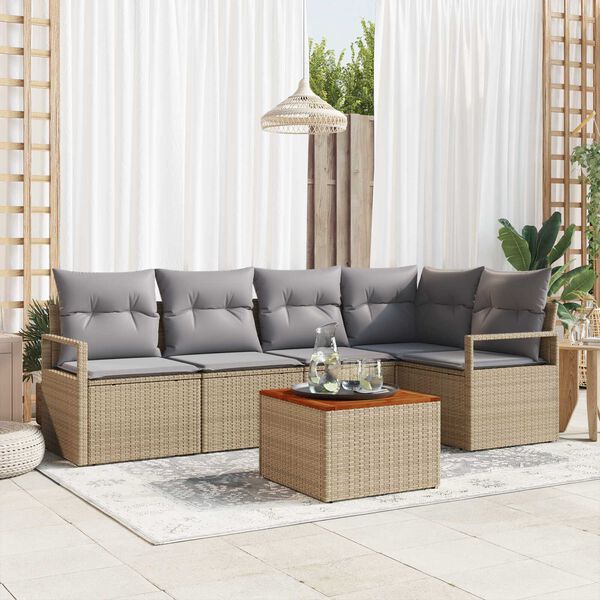 vidaXL Ensemble de canapé de jardin 6 pcs beige et gris clair