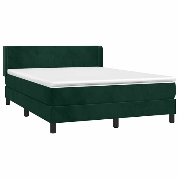 vidaXL Sommier &agrave; lattes de lit et matelas Vert fonc&eacute; 140x190cm Velours