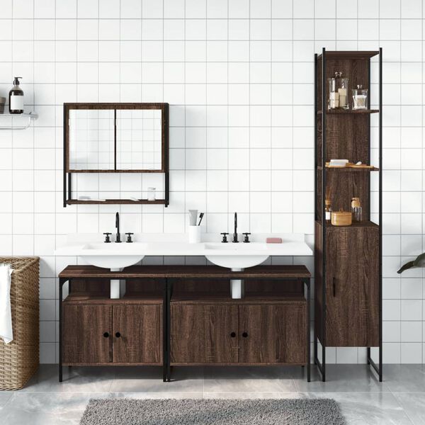 vidaXL Ensemble de meubles de salle de bain 4 pcs Ch&ecirc;ne marron