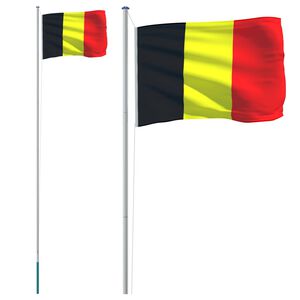 vidaXL Drapeau de la Belgique et m&acirc;t 6,08 m Aluminium