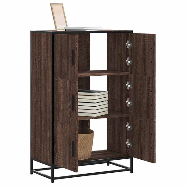 vidaXL Buffet haut ch&ecirc;ne marron 68x35x106,5 cm bois ing&eacute;nierie m&eacute;tal