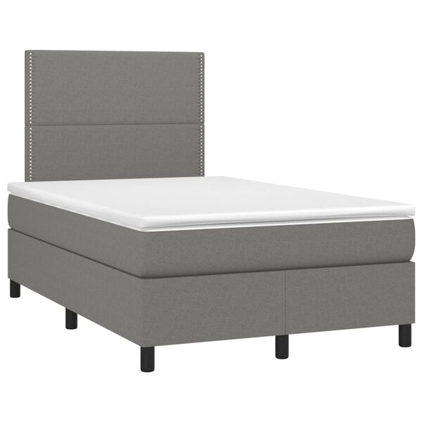 vidaXL Sommier &agrave; lattes de lit avec matelas Gris fonc&eacute; 120x200cm Tissu