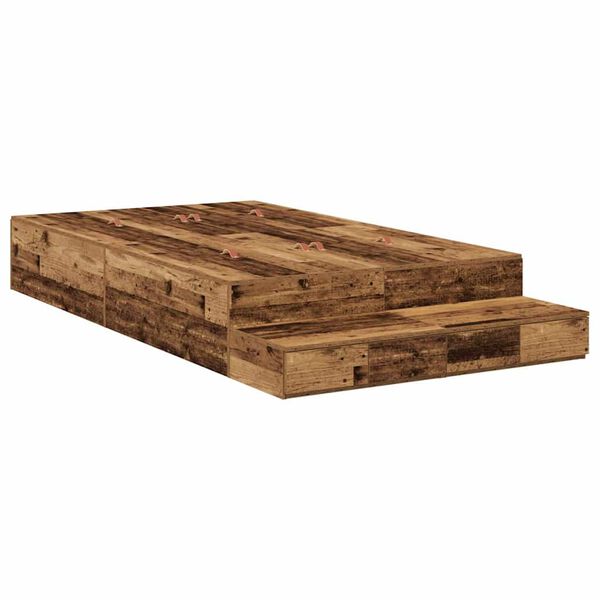 vidaXL Cadre de lit avec rangement avec tiroir Bois Ancien 120 cm