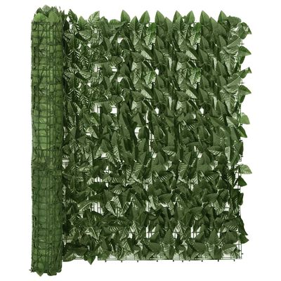 vidaXL Écran de balcon avec feuilles vert foncé 300x100 cm