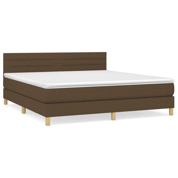 vidaXL Sommier &agrave; lattes de lit avec matelas Marron fonc&eacute; 180x200 cm