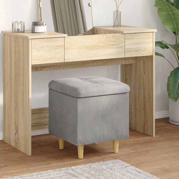 vidaXL Pouf de rangement Gris clair 40 x 40 x 45 cm Velours