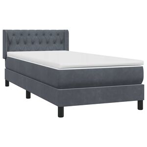 vidaXL Sommier &agrave; lattes de lit et matelas gris fonc&eacute; 90x220 cm velours