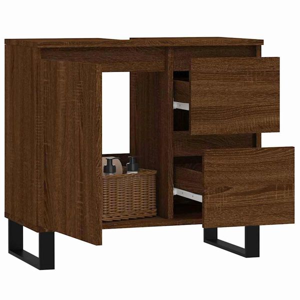 vidaXL Armoire de bain ch&ecirc;ne marron 65x33x60 cm bois d'ing&eacute;nierie