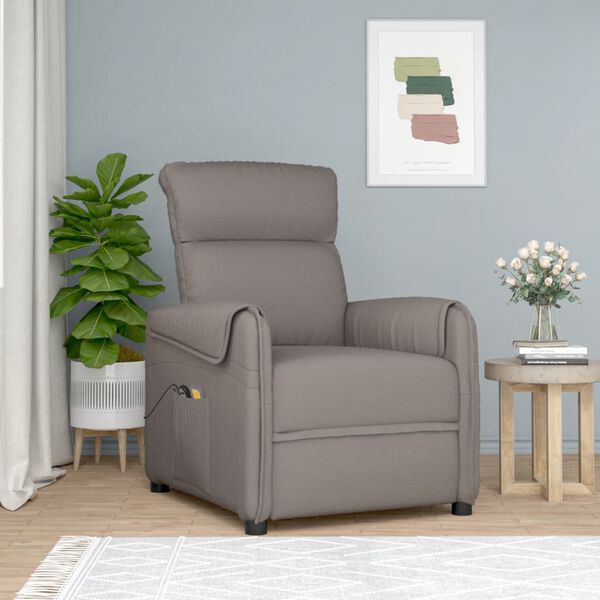 vidaXL Fauteuil de massage Taupe Tissu