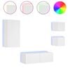 vidaXL Meuble TV muraux 4 pcs avec lumi&egrave;res LED blanc