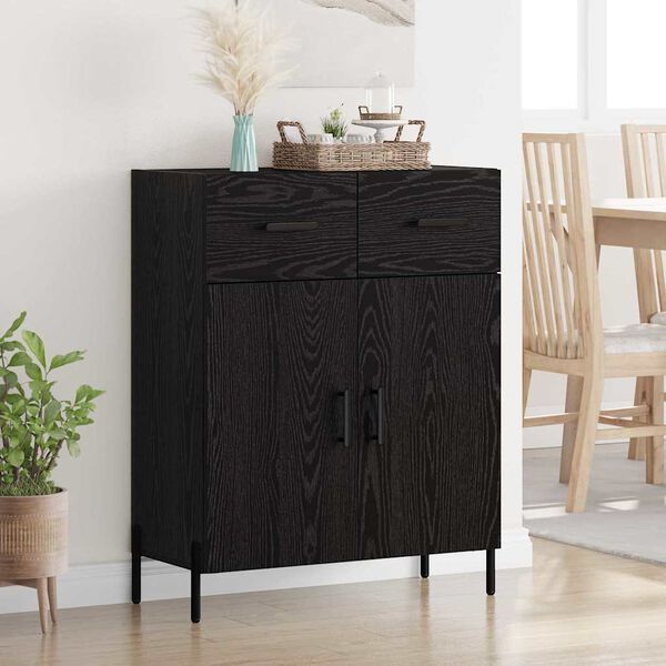 vidaXL Buffet Ch&ecirc;ne noir 69,5 x 34 x 90 cm Bois d'ing&eacute;nierie