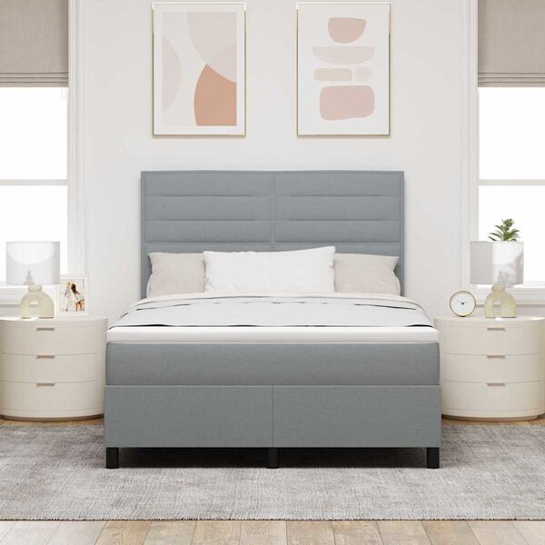vidaXL Lit &agrave; ressorts avec matelas Gris clair 140 x 200 cm tissu