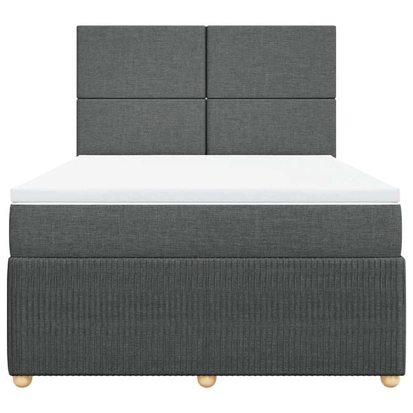 vidaXL Sommier &agrave; lattes de lit avec matelas Gris fonc&eacute; 140x200cm Tissu