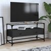 vidaXL Meuble TV et dessus en verre noir 80x35x51 cm bois d'ing&eacute;nierie