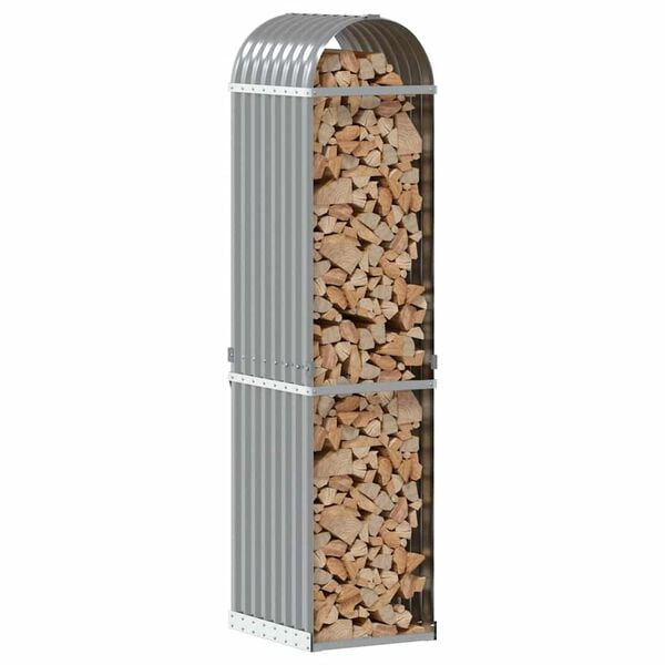 vidaXL Porte-bûches gris clair 40x45x170 cm acier galvanisé