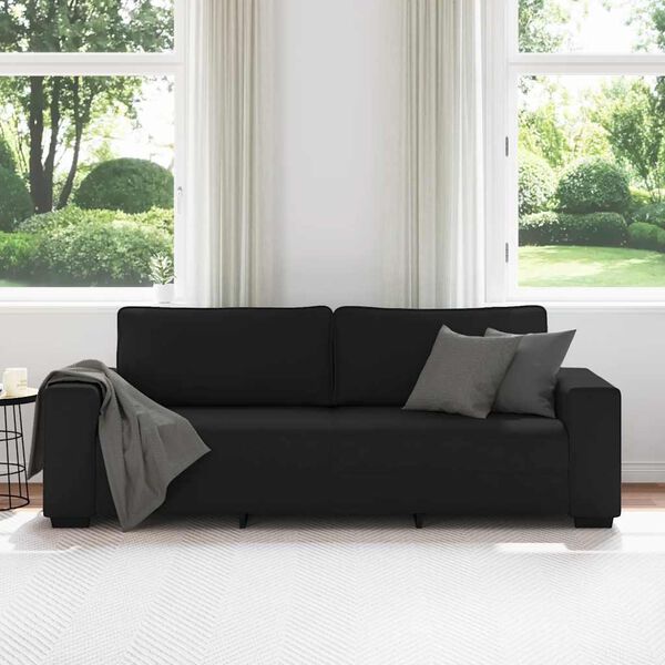 vidaXL Canap&eacute; &agrave; 3 places noir 180 cm tissu