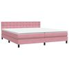 vidaXL Sommier &agrave; lattes de lit avec matelas et LED rose 180x220 cm velours