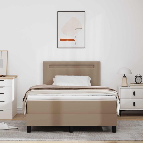 vidaXL Lit &agrave; ressorts avec matelas Cappuccino 120 x 200 cm Simili cuir