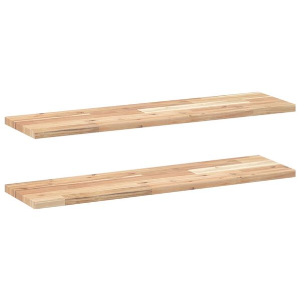 vidaXL &Eacute;tag&egrave;res flottantes 2 pcs 100x20x2 cm acacia massif non trait&eacute;