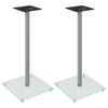 vidaXL Supports de haut-parleurs 2 pcs argent&eacute; verre tremp&eacute; 1 pilier