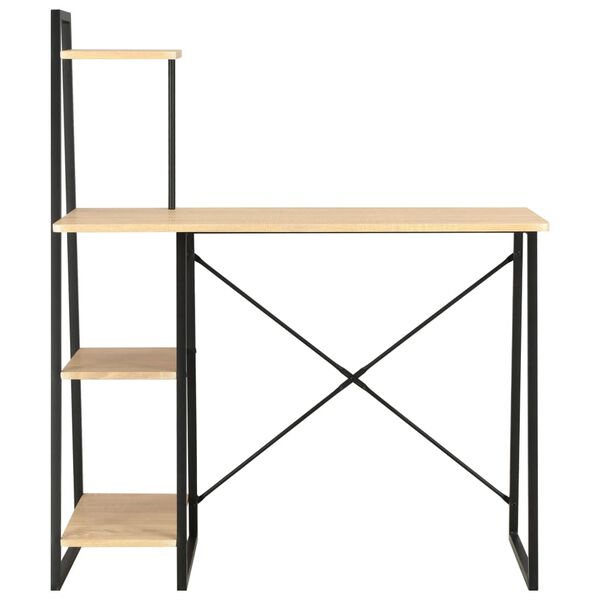 vidaXL Bureau avec &eacute;tag&egrave;re Noir et ch&ecirc;ne 102x50x117 cm