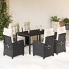vidaXL Ensemble &agrave; manger de jardin coussins 7pcs Noir R&eacute;sine tress&eacute;e