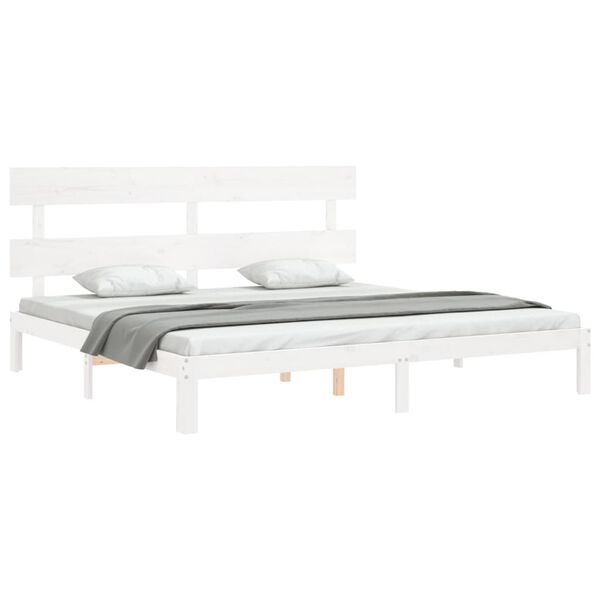 vidaXL Cadre de lit sans matelas blanc bois massif de pin