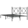 vidaXL Cadre de lit m&eacute;tal sans matelas avec t&ecirc;te de lit noir 120x190cm
