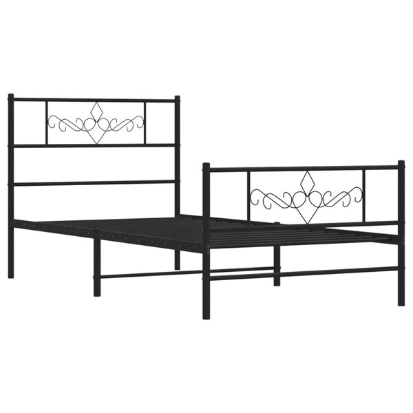 vidaXL Cadre de lit m&eacute;tal sans matelas avec pied de lit noir 90x190 cm