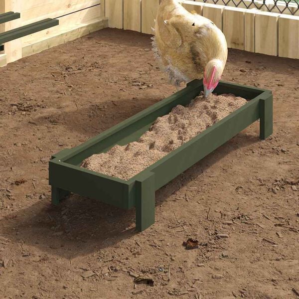 vidaXL Bac de nourrissage pour poules Vert olive 80 x 28 x 13.5 cm
