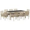 vidaXL Ensemble de salle &agrave; manger pour jardin 9 pc Beige polyrotin